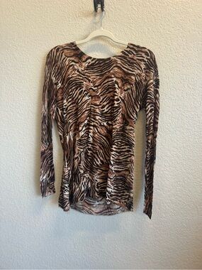 The Kooples Brown & Black Animal Print Long Sleeve Top